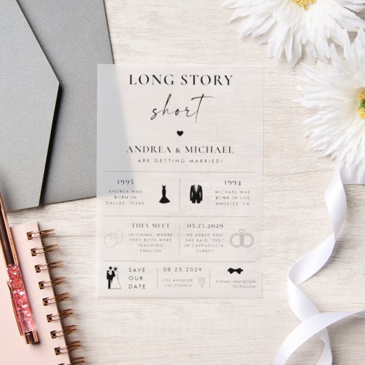 Long Story Short Infographic Save the Date Wedding Pergament Einladungen (Hochzeit)