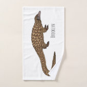 Long-tailed pangolin cartoon illustration badhandtuch set (Handtuch)