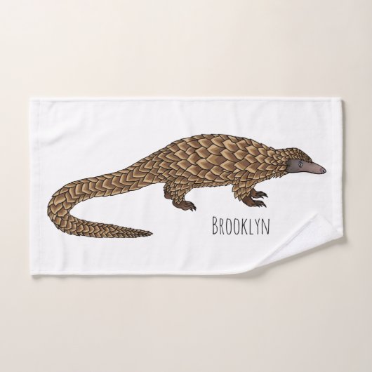 Long-tailed pangolin cartoon illustration badhandtuch set (Handtuch)