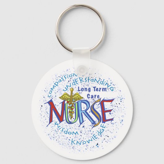 Long Term Care Nurse custom name Keychain Schlüsselanhänger (Vorderseite)
