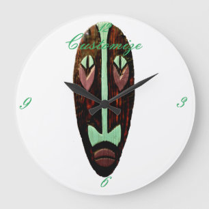 Long Tiki Mask Thunder_Cove Große Wanduhr