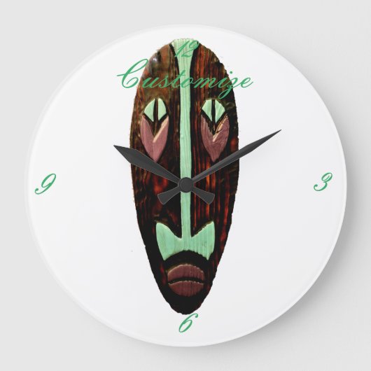 Long Tiki Mask Thunder_Cove Große Wanduhr (Vorderseite)