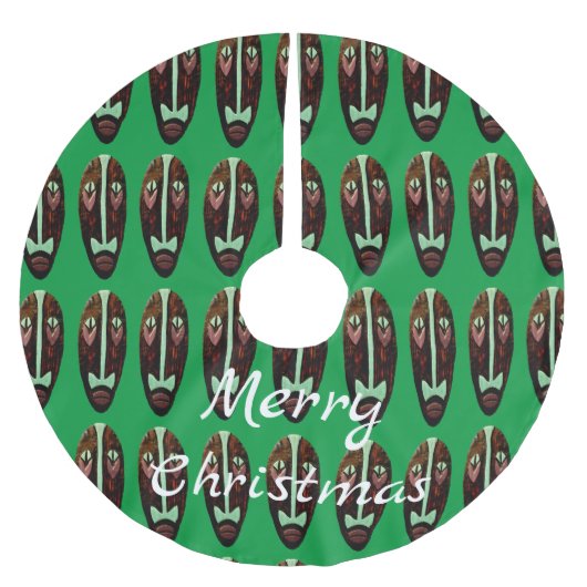 Long Tiki Mask Thunder_Cove Polyester Weihnachtsbaumdecke (Vorderseite)