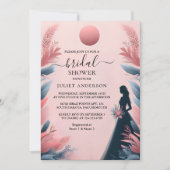 Long Tulle Regal Glam Blush Pink Brautparty Einladung (Vorderseite)