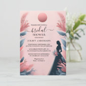 Long Tulle Regal Glam Blush Pink Brautparty Einladung (Stehend Vorderseite)