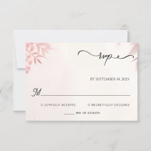 Long Tulle Regal Royal Glam Blush Pink Wedding RSVP Karte