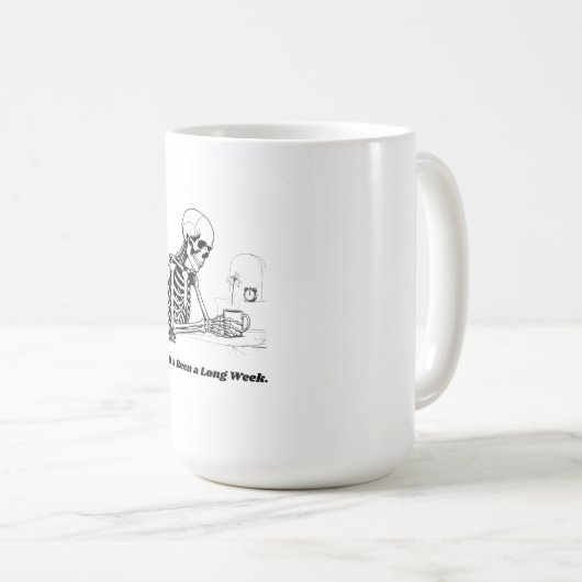 Long Week Skeleton Minimalist coffee mug Kaffeetasse (VorderseiteRechts)