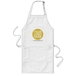 Long White Apron with Company Logo Promotional Lange Schürze