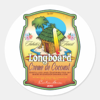 Longboard Creme de Coconut Runder Aufkleber