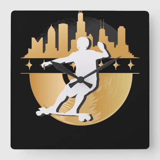 Longboard Downhill, Urban & Lifestyle Quadratische Wanduhr (Vorderseite)