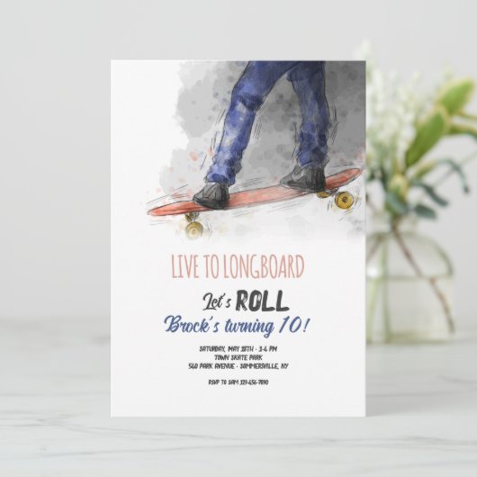 Longboard Einladung (Stehend Vorderseite)