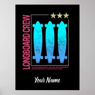 Longboard Olli Vintages Design für Skater Poster