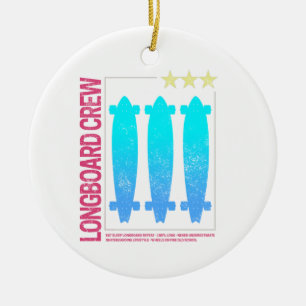 Longboard Retro Skateboard Vintage Skater Design Keramik Ornament