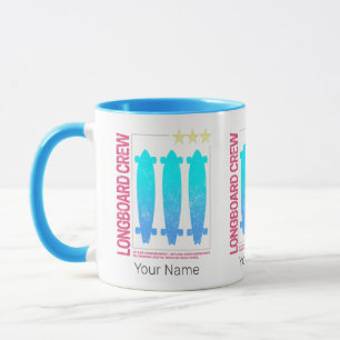 Longboard Retro Skateboard Vintage Skater Design Tasse