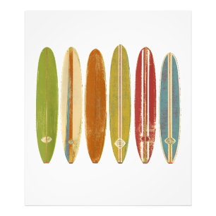 Longboard-Surfboards im vintage, retro Stil Surfen Fotodruck