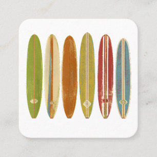 Longboard-Surfboards im Vintage-Retro-Stil Surfen Quadratische Visitenkarte