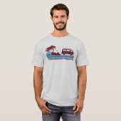 'Longboarder' Retro Surf T-Shirt in Maroon & Aqua (Vorne ganz)