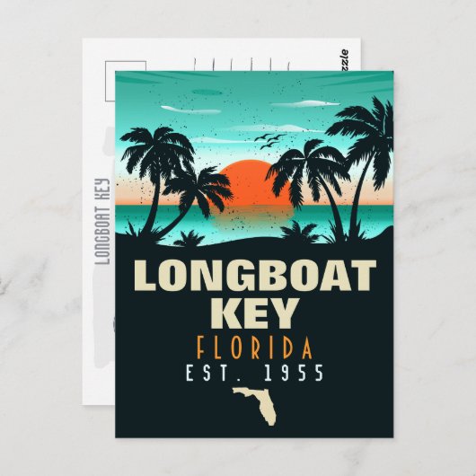 Longboat Key Florida Retro Sunset Souvenirs 60er Postkarte (Vorne/Hinten)