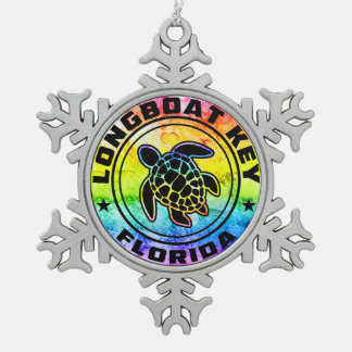 Longboat Key Florida Sea Turtle Schneeflocken Zinn-Ornament