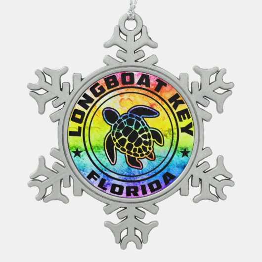 Longboat Key Florida Sea Turtle Schneeflocken Zinn-Ornament (Vorderseite)