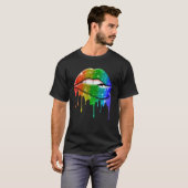 Longbt Rainbow Lips Pride Gay Homosexuell Lesbisch T-Shirt (Vorne ganz)