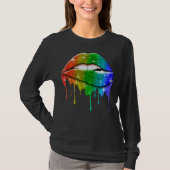 Longbt Rainbow Lips Pride Gay Homosexuell Lesbisch T-Shirt (Vorderseite)