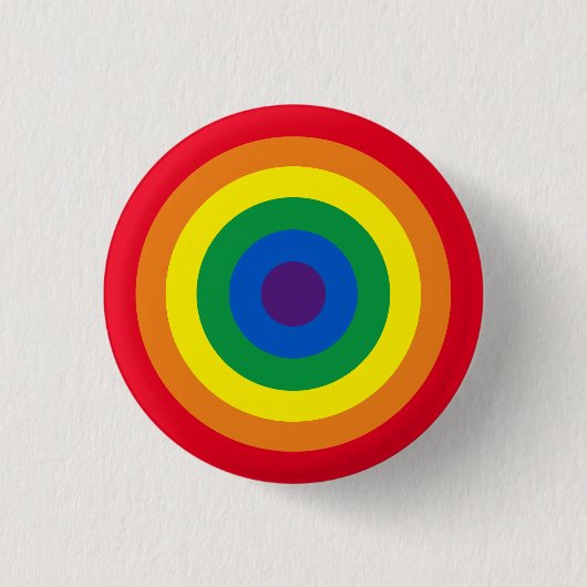 Longbt Regenbogen-Bullseye-Gay Pride Button (Vorderseite)