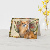 Longhair Chihuahua Fairy Birthday Karte (Gelbe Blume)