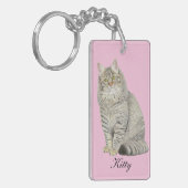 Longhair Tabby Cat Schlüsselanhänger (Vorderseite links)