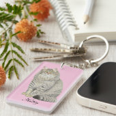 Longhair Tabby Cat Schlüsselanhänger (Vorderseite rechts)