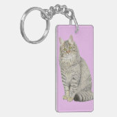 Longhair Tabby Cat Schlüsselanhänger (Vorderseite links)