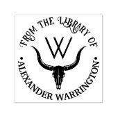 Longhorn Bull Cow Skull Library Name Initial Permastempel (Design)