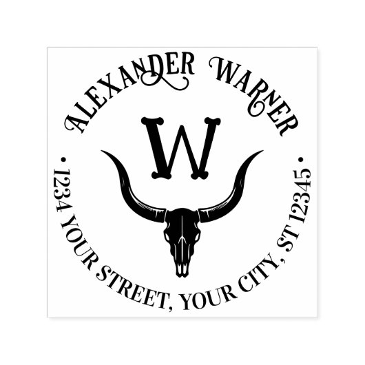 Longhorn Bull Cow Skull Name Rücksendeadresse Permastempel (Design)