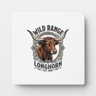Longhorn-Bulle Grafik Vintage-Stich Western Art Fotoplatte