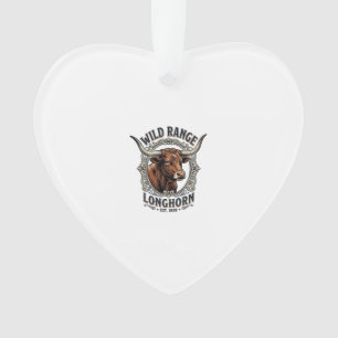 Longhorn-Bulle Grafik Vintage-Stich Western Art Ornament