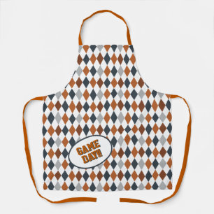 Longhorn Burnt Orange Argyle-Muster-Spieltag Schürze