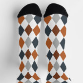 Longhorn Burnt Orange & Grau Raute Muster Socks Socken (Oben)