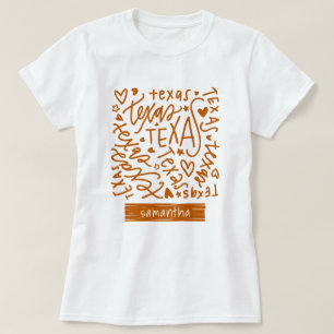 Longhorn Burnt Orange Texas Doodle Muster T-Shirt