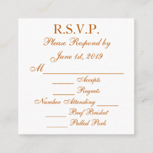 Longhorn Burnt Orange und Weiß Antwort RSVP Karte