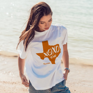 Longhorn Burnt Orange XOXO, Y'all - Texas Shape T-Shirt