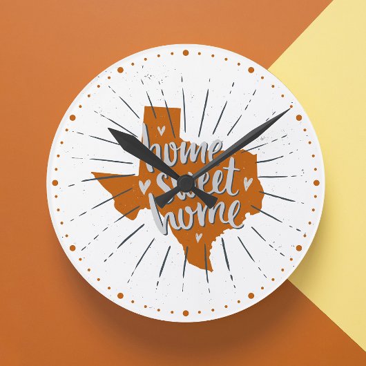 Longhorn Burnt Orange Zuhause Sweet Zuhause - Texa Runde Wanduhr