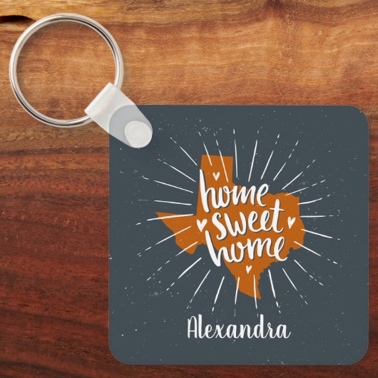 Longhorn Burnt Orange Zuhause Sweet Zuhause Texas Schlüsselanhänger (Vorderseite)