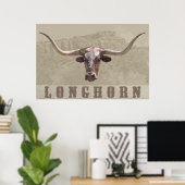 Longhorn Country Poster -60x40 - andere Größen (Heimbüro)
