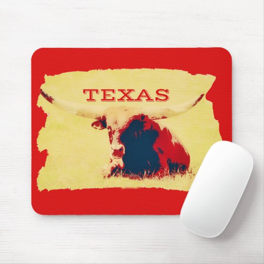 Longhorn Cow Texas Art Mouse Pad Mousepad (Mit Mouse)