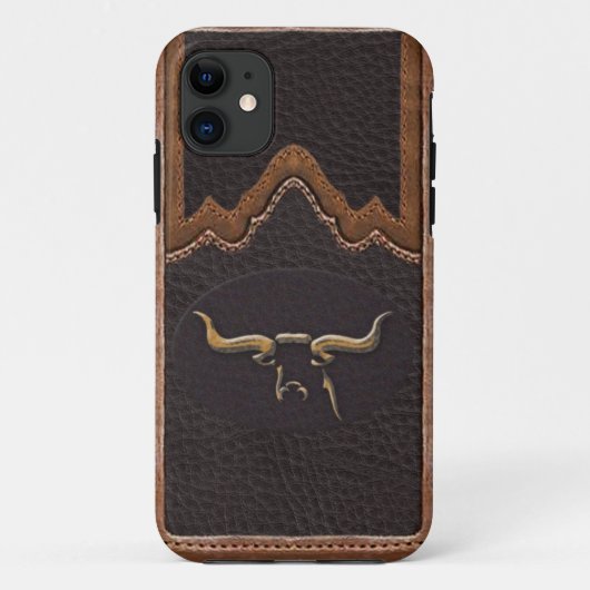 Longhorn-Foto-Imitat-Leder starkes iPhone 5/5S Case-Mate iPhone Hülle (Rückseite)