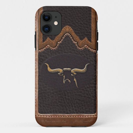 Longhorn-Foto Sim lederner Fall iPhone5 Case-Mate iPhone Hülle (Rückseite)