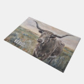 "Longhorn" handbemalt Fußmatte (Schrägansicht)