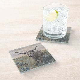 "Longhorn" Handbemalt Glasuntersetzer
