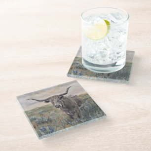 "Longhorn" Handbemalt Glasuntersetzer