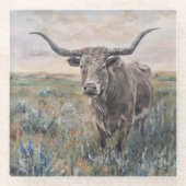 "Longhorn" Handbemalt Glasuntersetzer (Vorderseite)